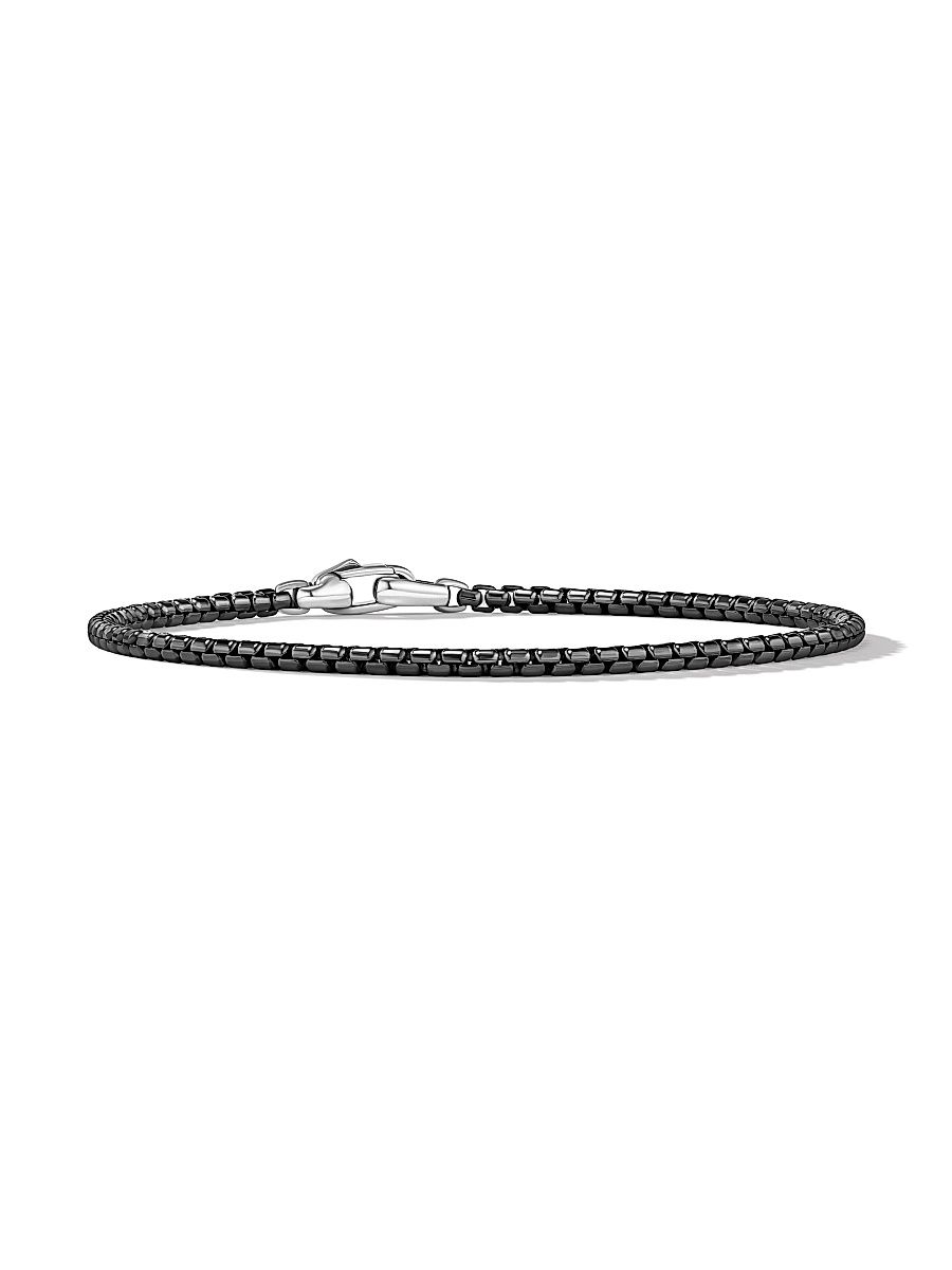 Men's Box Chain Bracelet in Stainless Steel and Sterling Silver - Silver - Size Medium