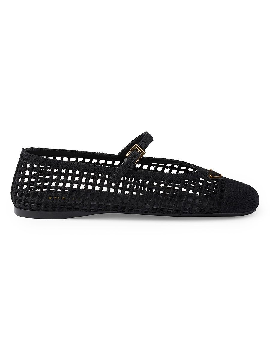 Women's Crochet Ballerinas - Black - Size 10