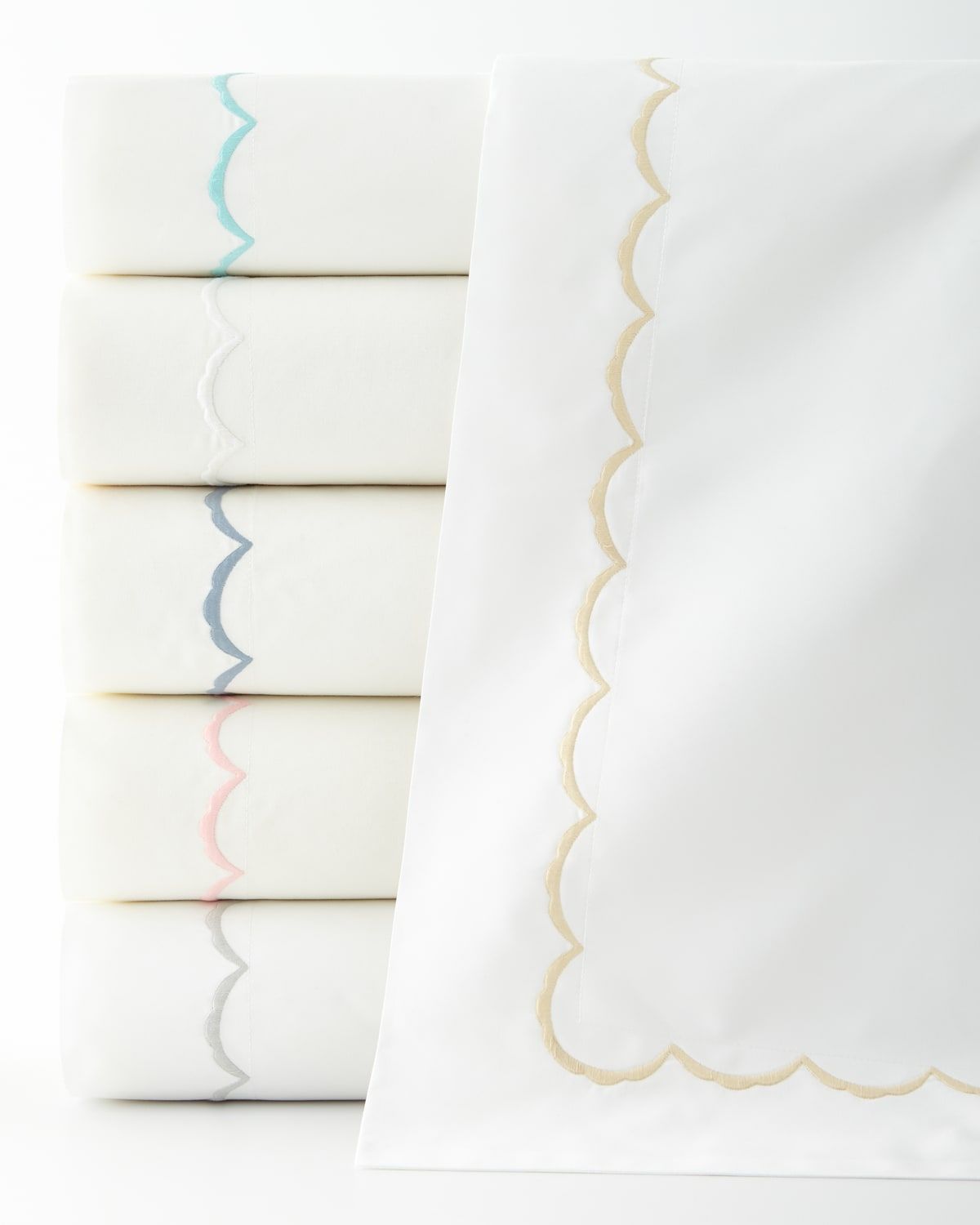 Two Scallops Embroidered 350 Thread Count Pillowcases