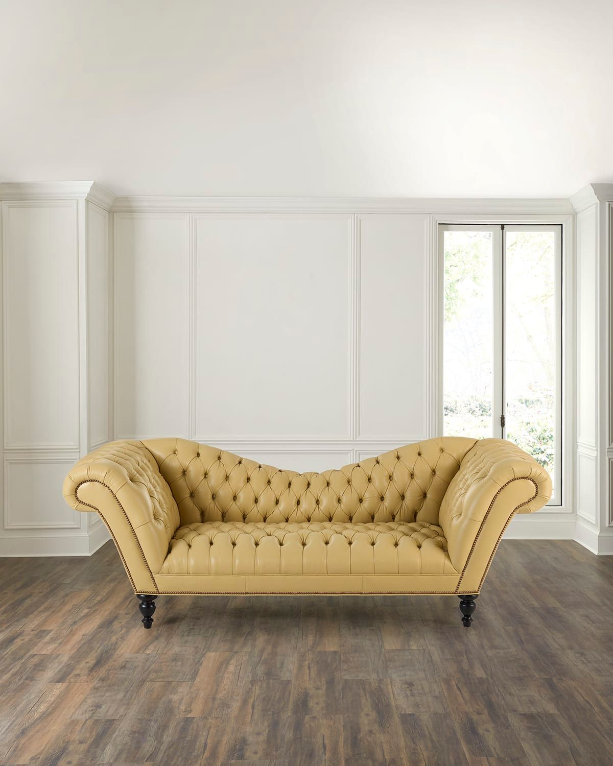 Talley Tufted Leather Recamier Sofa, 94"