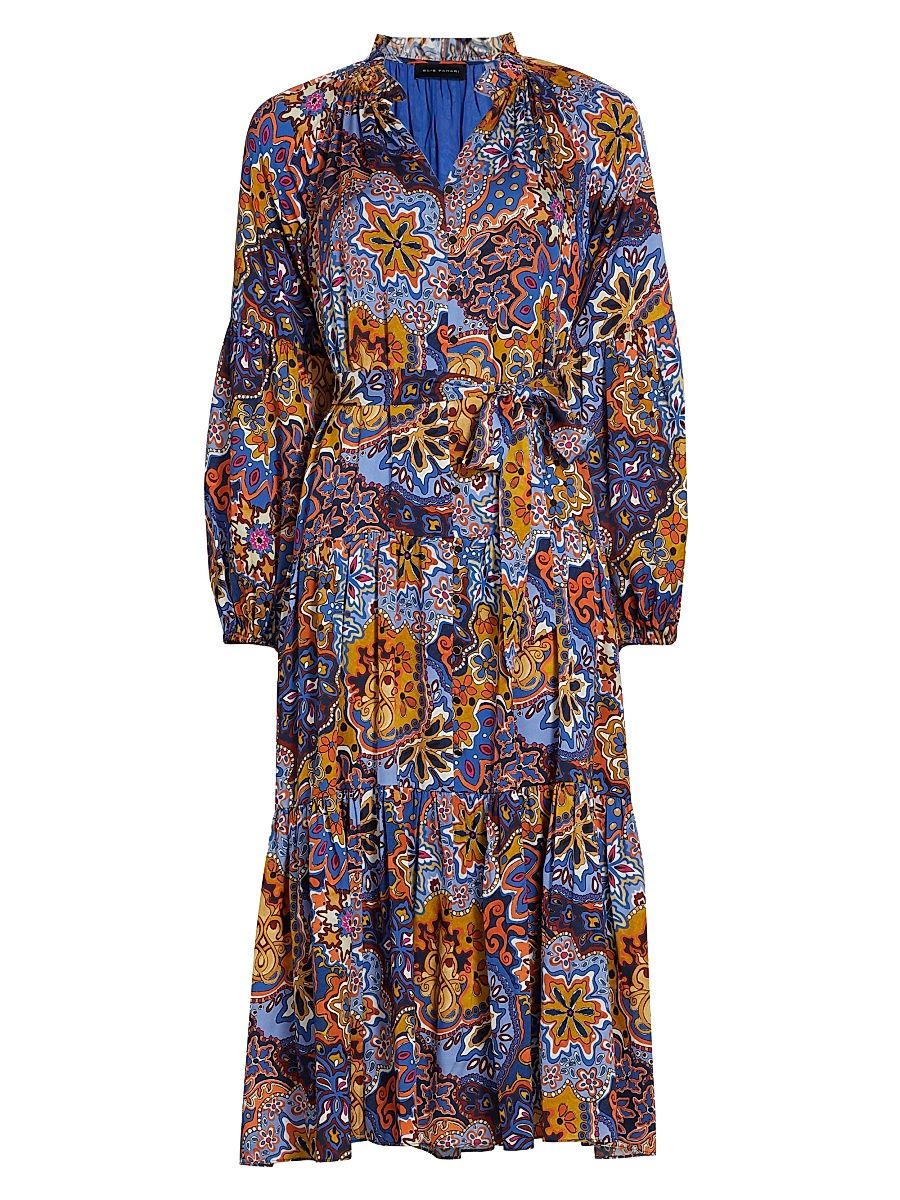 Women's The Sienna Paisley Silk Dress - Night Garden Print - Size XL