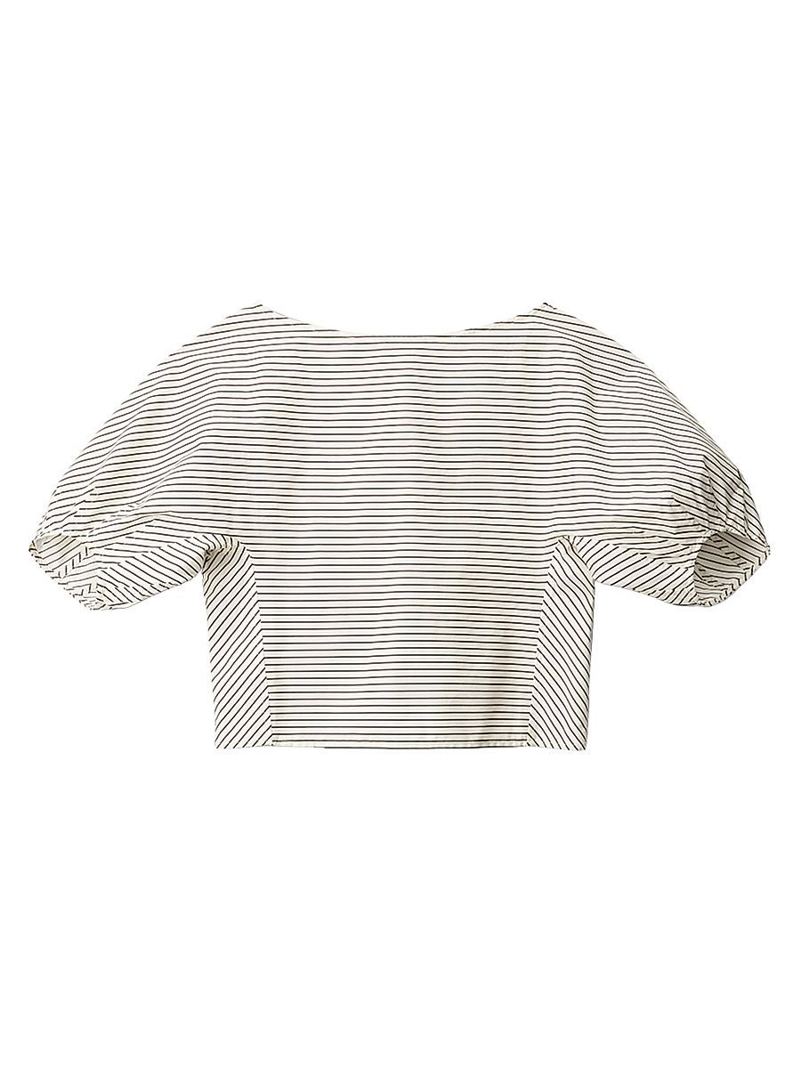 Women's Didi Striped Stretch-Cotton Top - Ivory Dark Oak Micro Stripe - Size XL