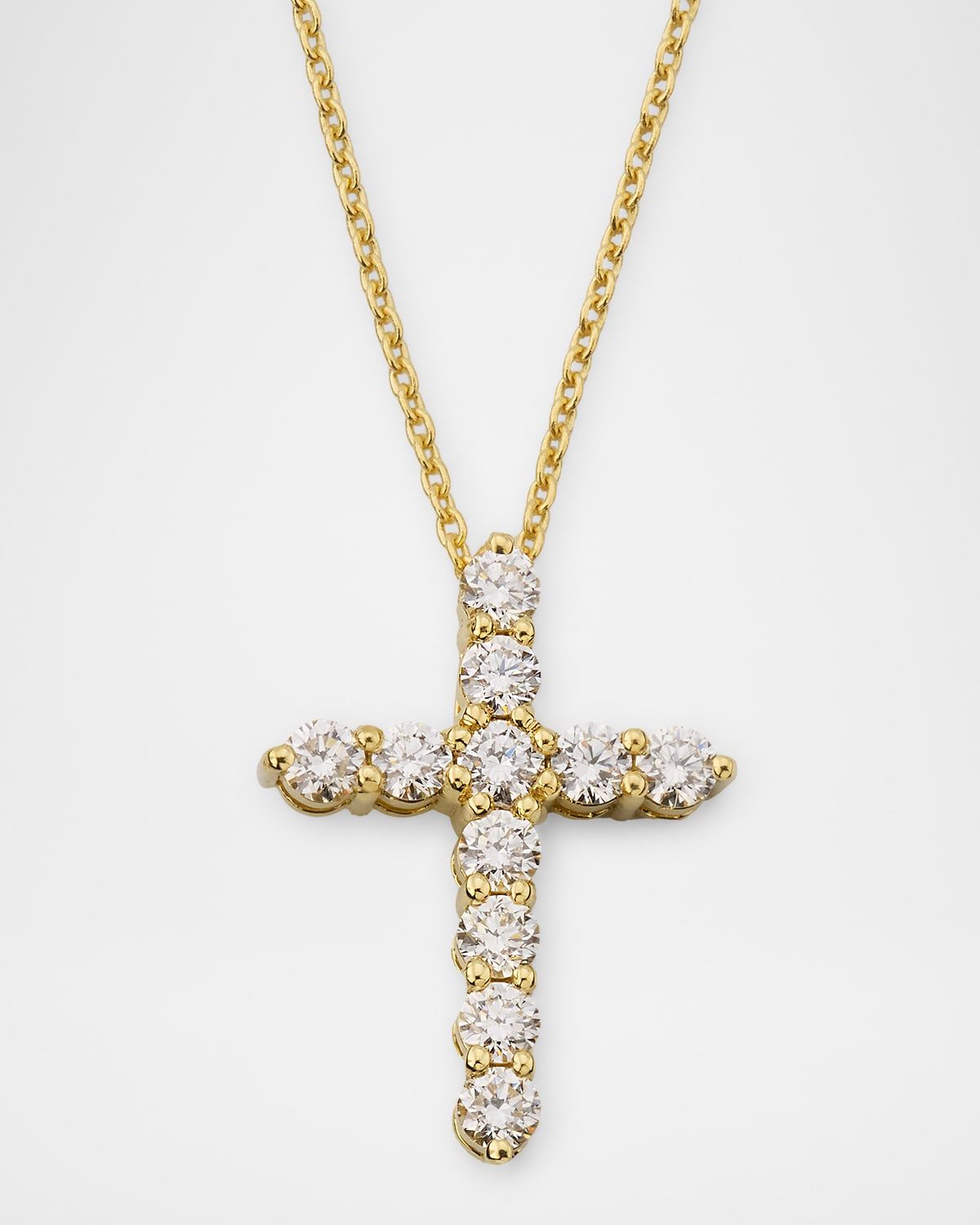 Tiny Treasures 18K Yellow Gold Diamond Cross Pendant Necklace, 0.45tcw