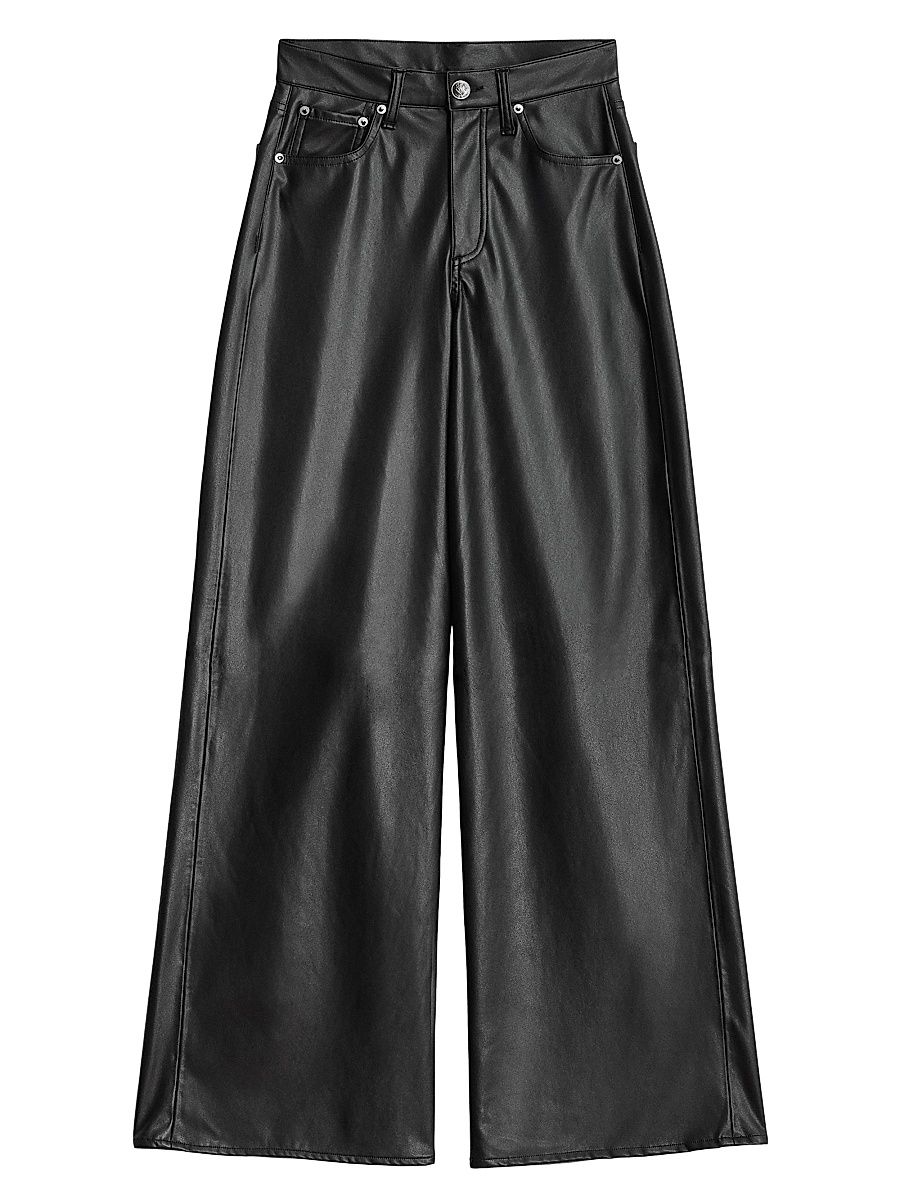 Women's Sofie Faux Leather Wide-Leg Pants - Black - Size 29
