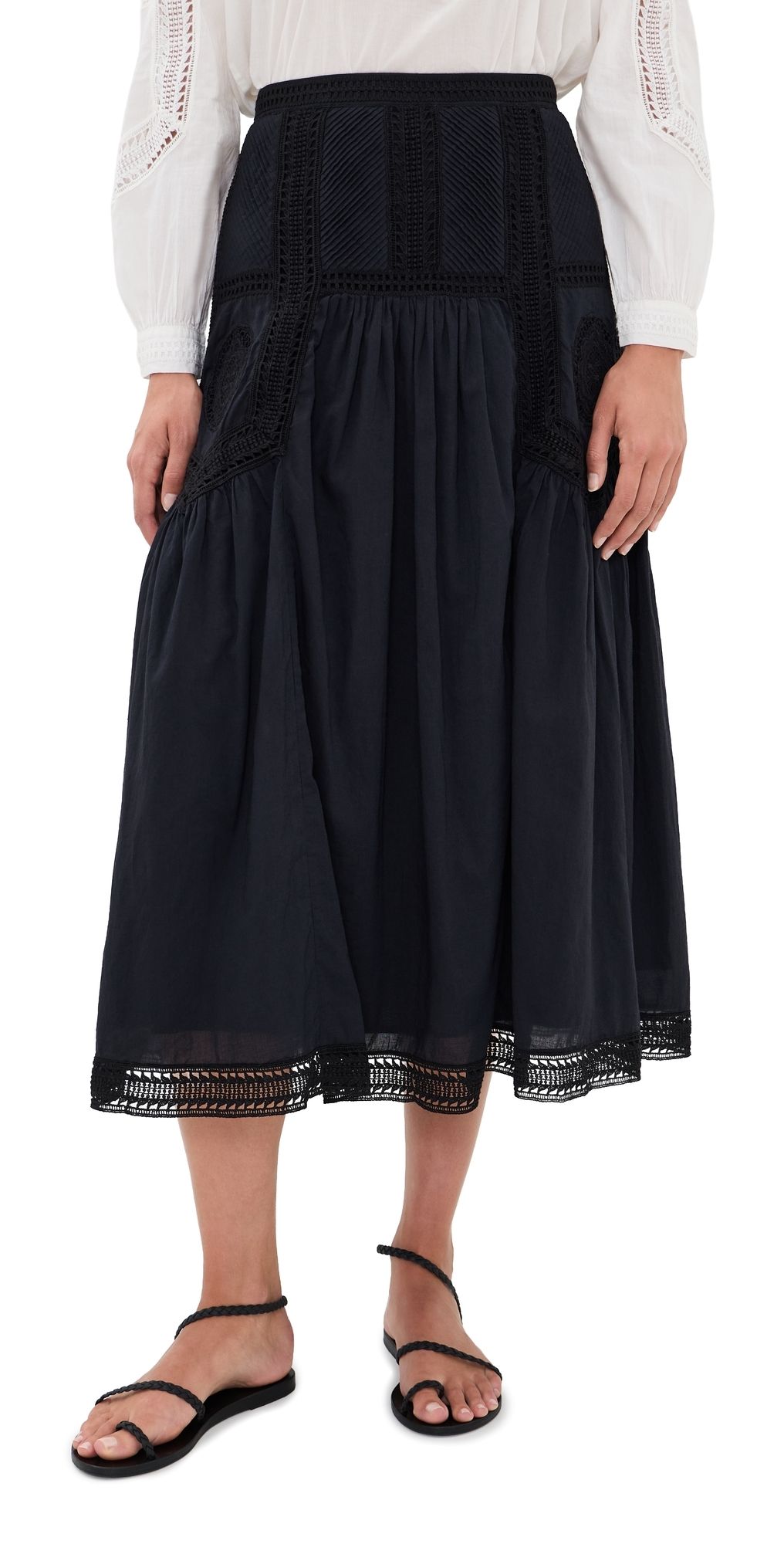 Ulla Johnson Alice Cotton Midi Skirt Noir 2