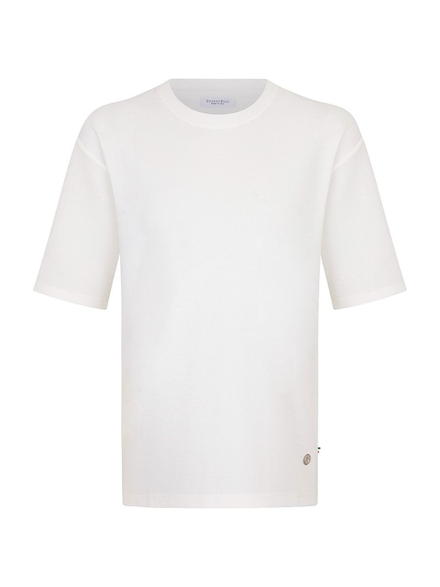 Men's Cotton and Silk Blend T-Shirt - White - Size XL