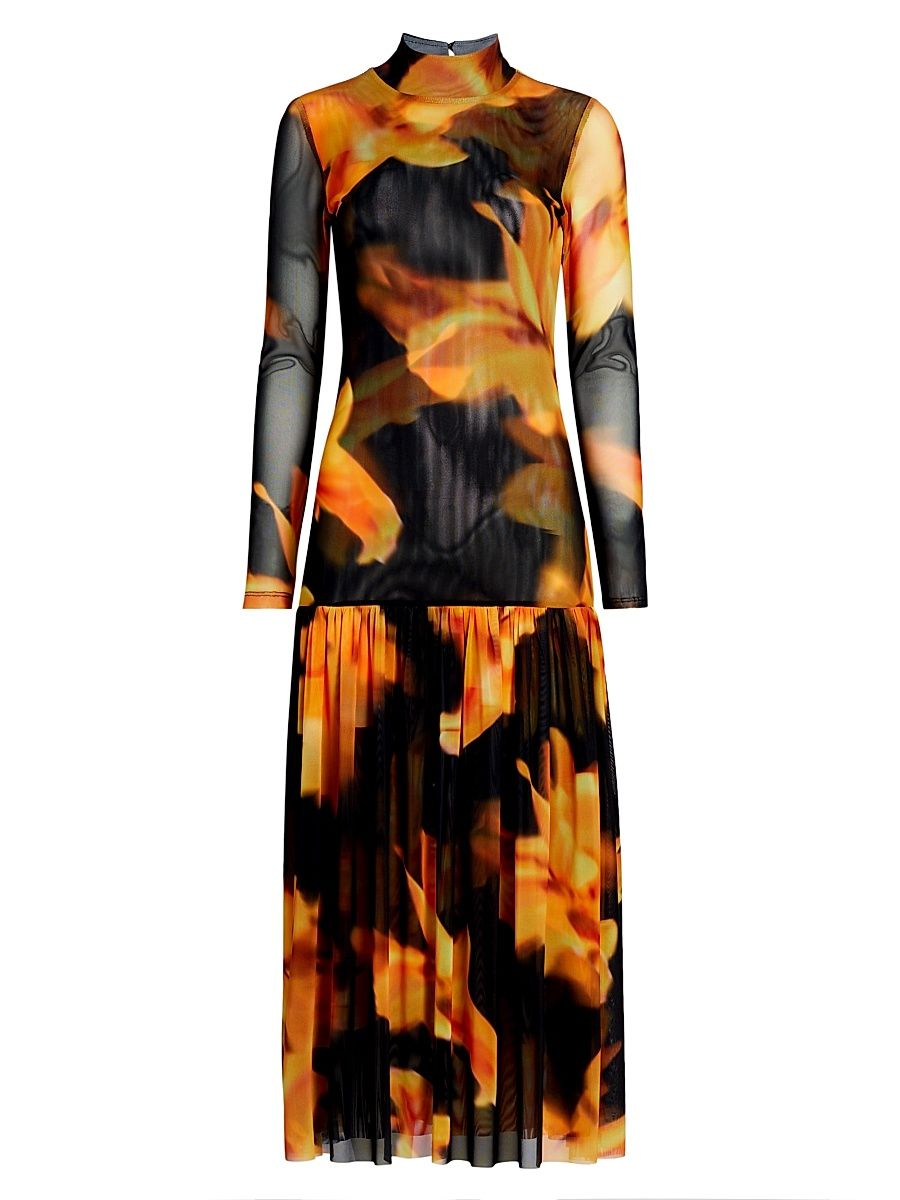 Women's Leylani Floral Mesh Maxi Dress - Yellow Floral - Size Medium