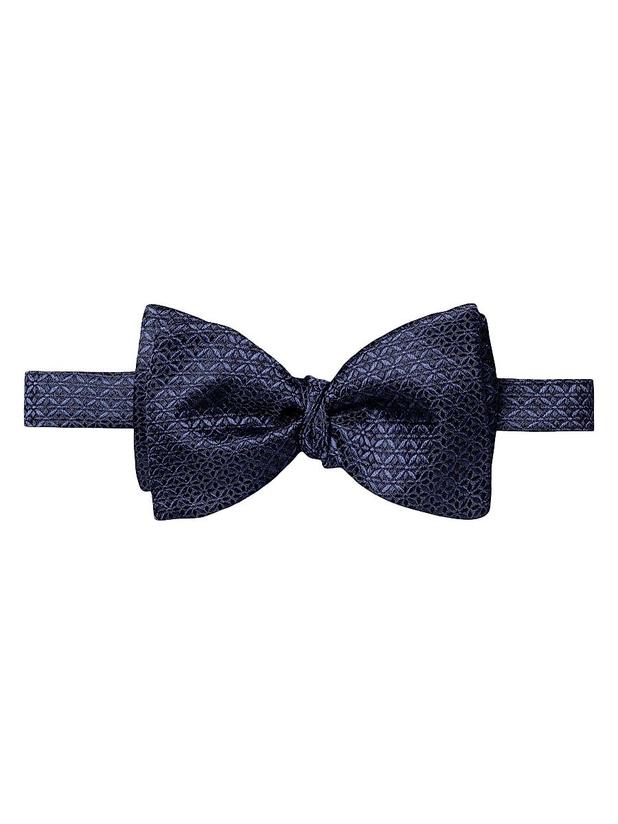 Men's Geometric Silk Bow Tie - Blue