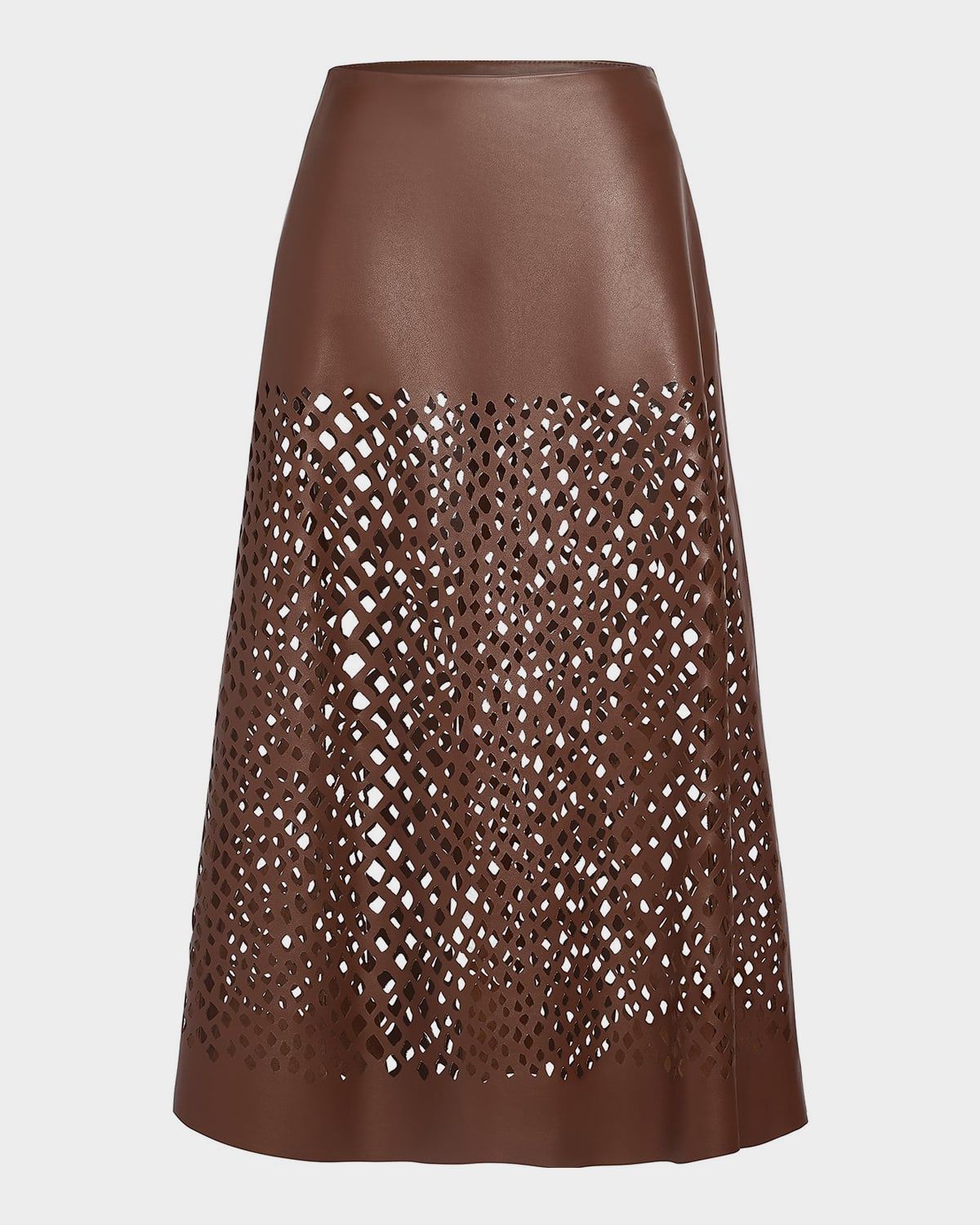 The A-Line Leather Skirt with Laser Cutouts