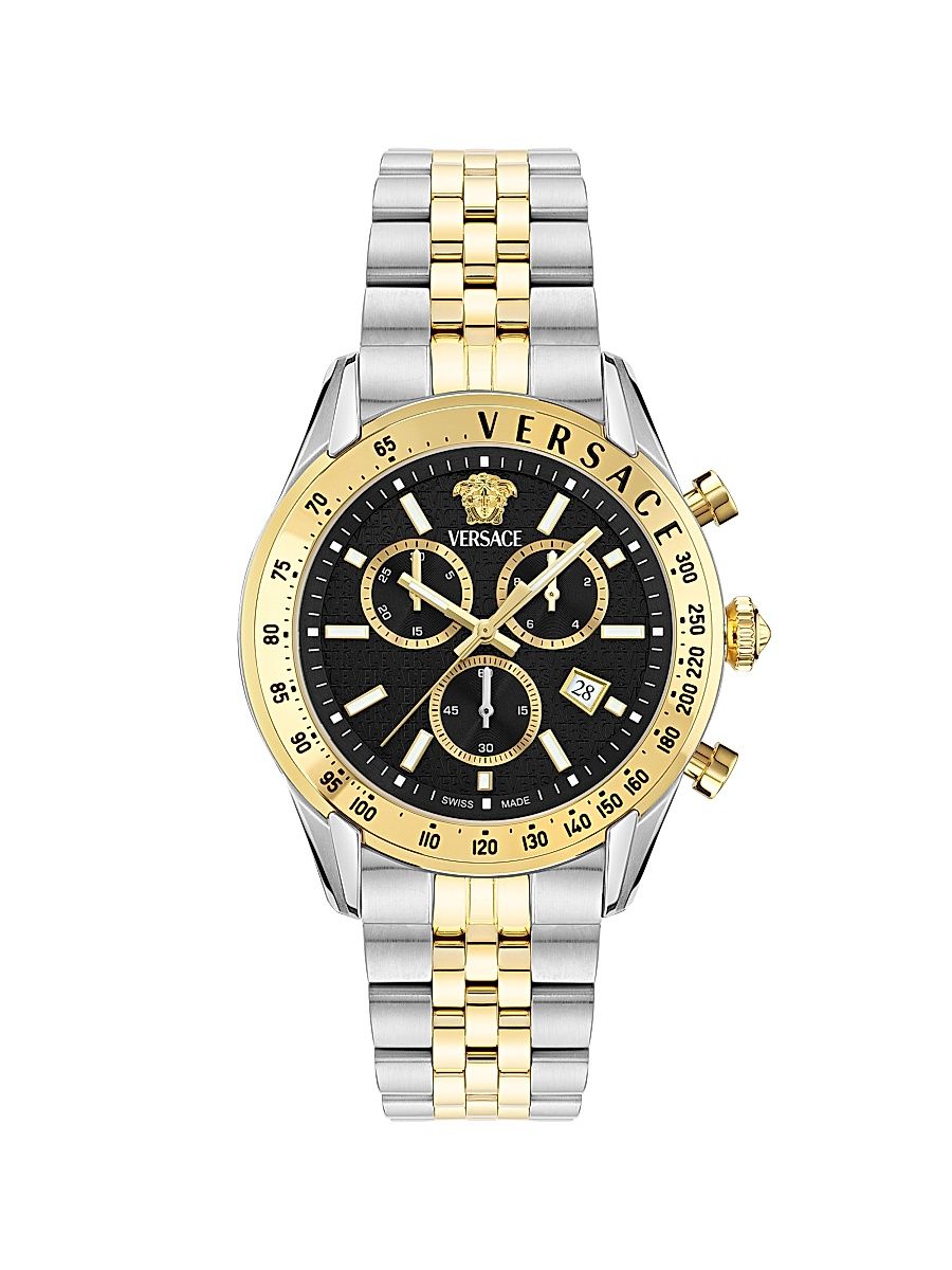 Men's Versace Chrono Master Two-Tone Stainless Steel Bracelet Watch/44MM - Black Two Tone