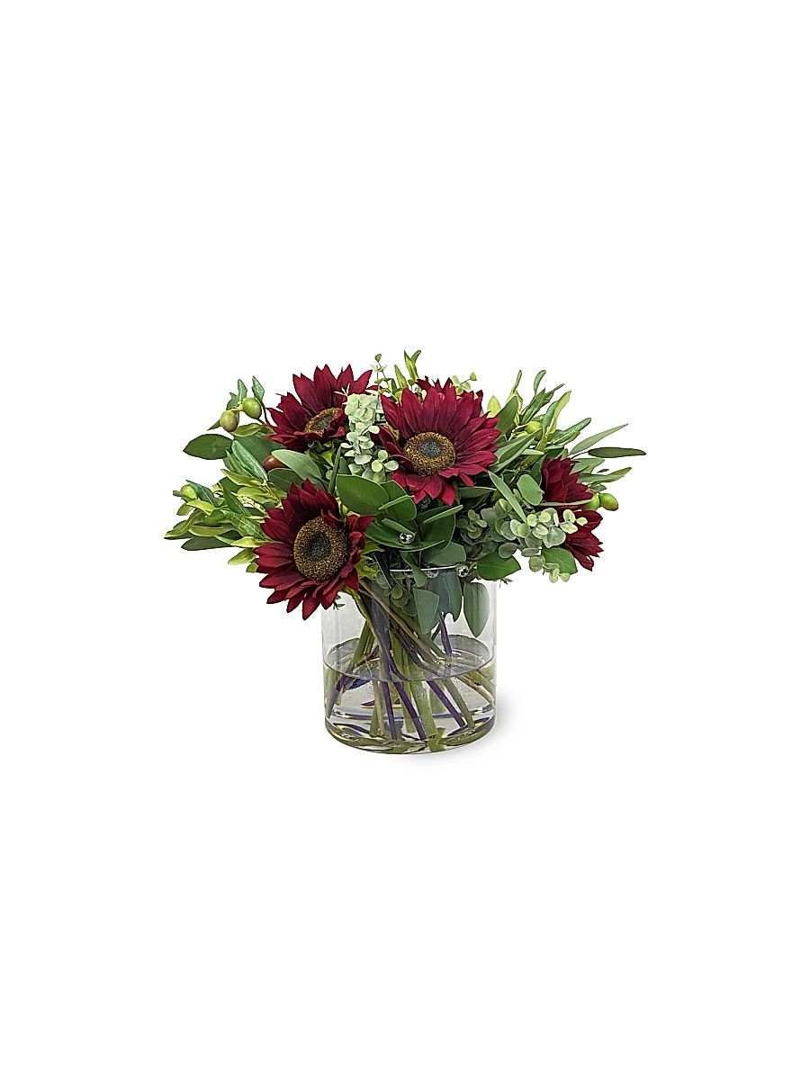 Artificial Sunflower Arrangement In Glass Vase