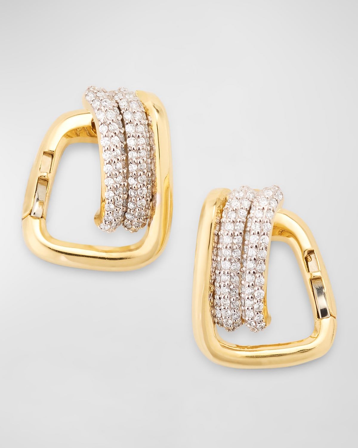 Huxley 18k Yellow Gold Diamond Coil Link Huggie Earrings