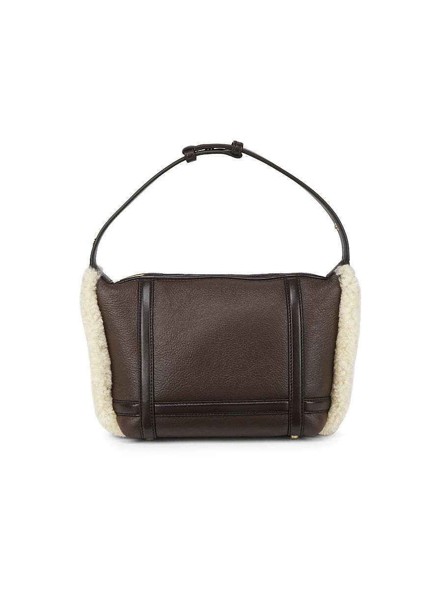 Women's Wallace Shearling-Trimmed Leather Top Handle Bag - Teddy