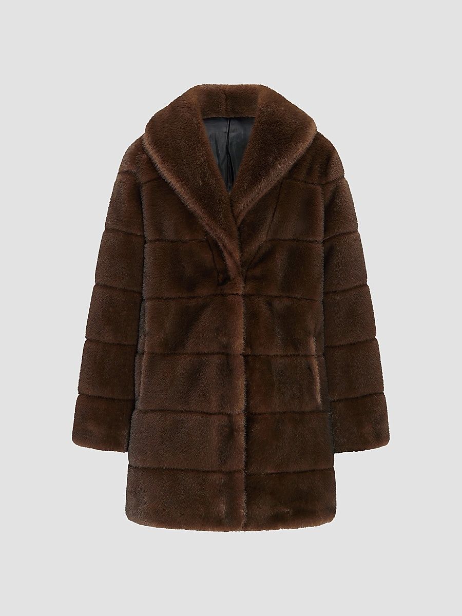 Lyla Grant Women's Faux Fur Mink Stroller Coat - Brown - Size XL
