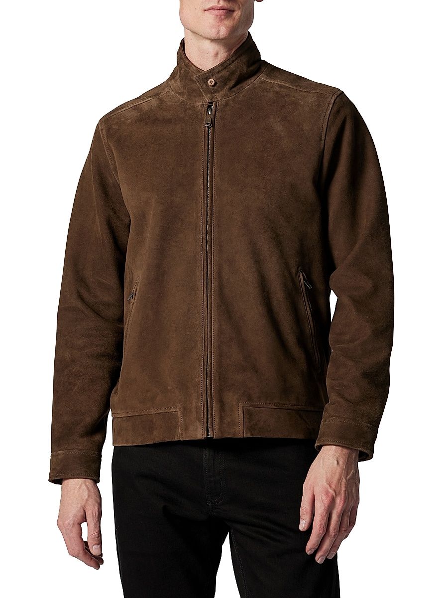 Men's Glen Massey Suede Jacket - Taupe - Size XL
