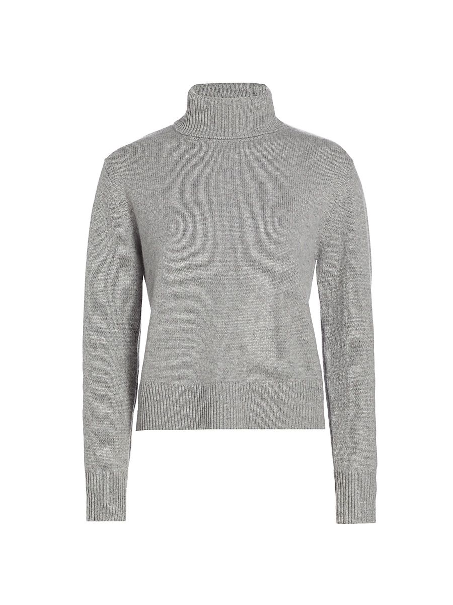 Women's Cashmere Turtleneck Sweater - Heather Grey - Size XL