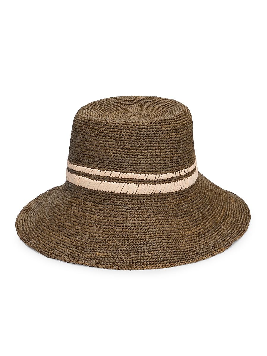 Women's Jade Rollable Raffia Bucket Hat - Brown Natural - Size Medium