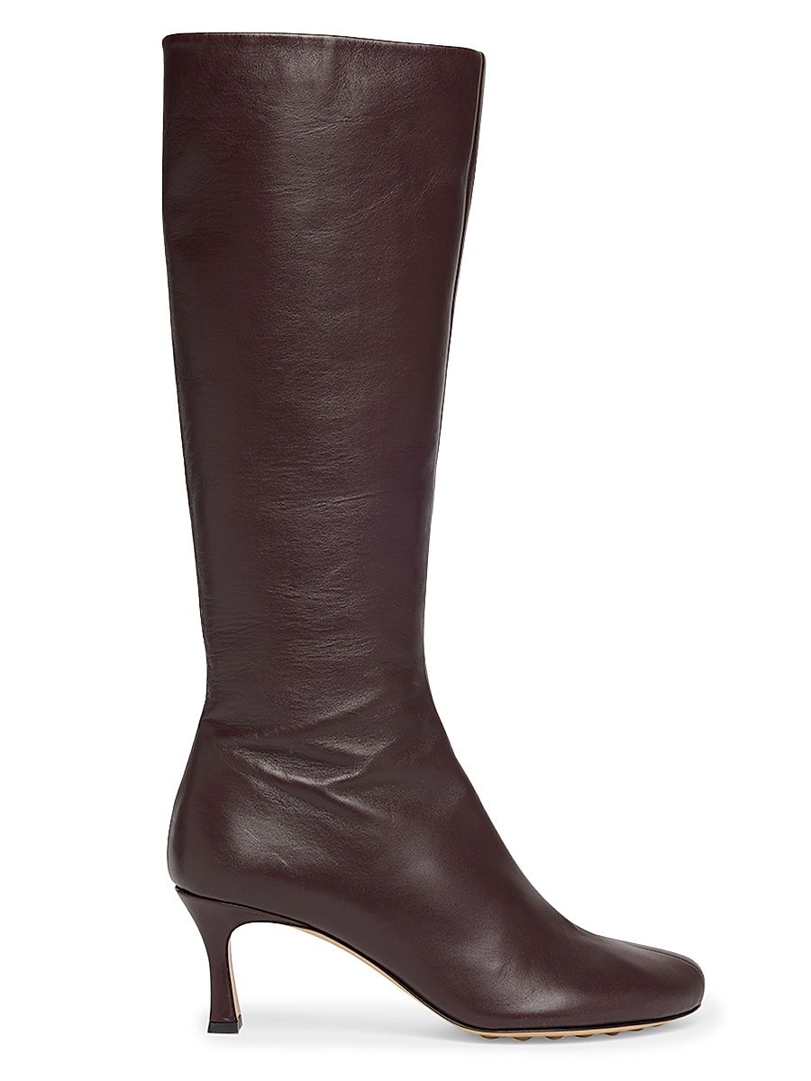 Women's Lagoon 60MM Leather Knee-High Boots - Bordeaux - Size 9.5