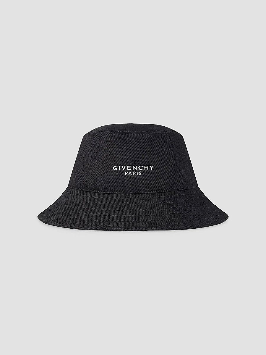 Givenchy Men's Paris Bucket Hat in Cotton - Black - Size Medium