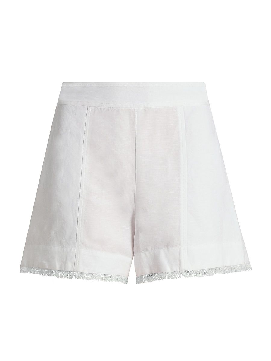 Women's Dax Linen-Blend Shorts - White - Size Medium
