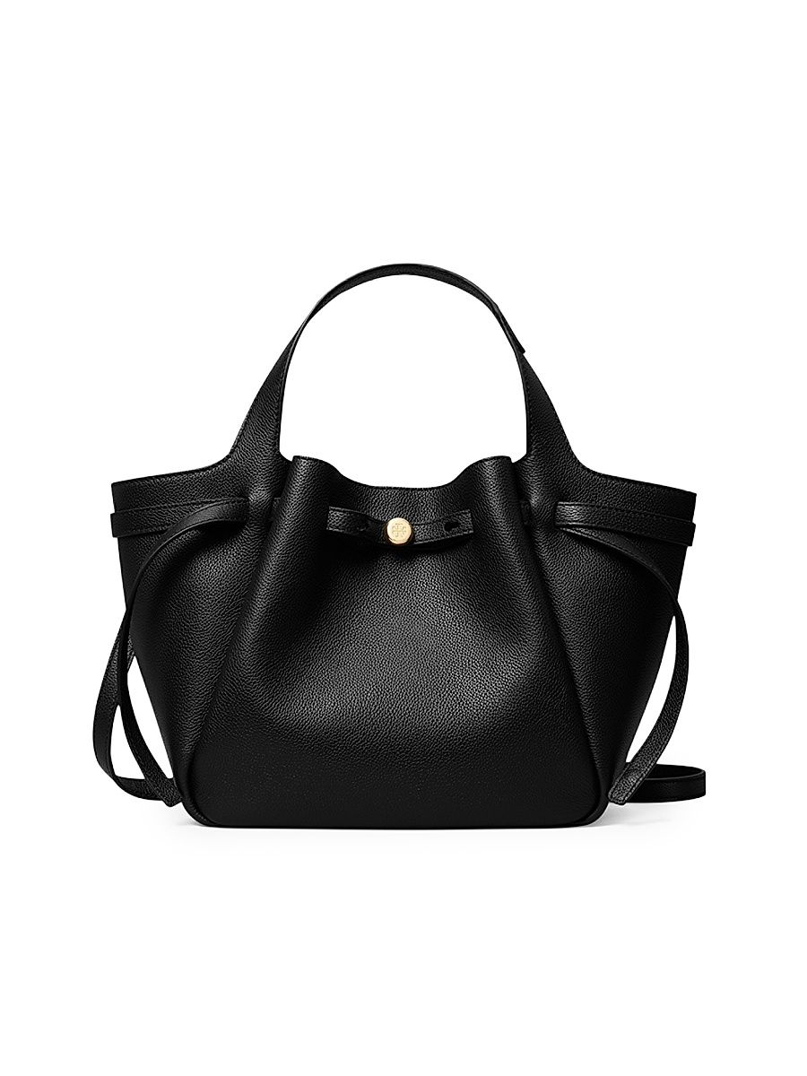 Women's Small Romy Leather Tote Bag - Black