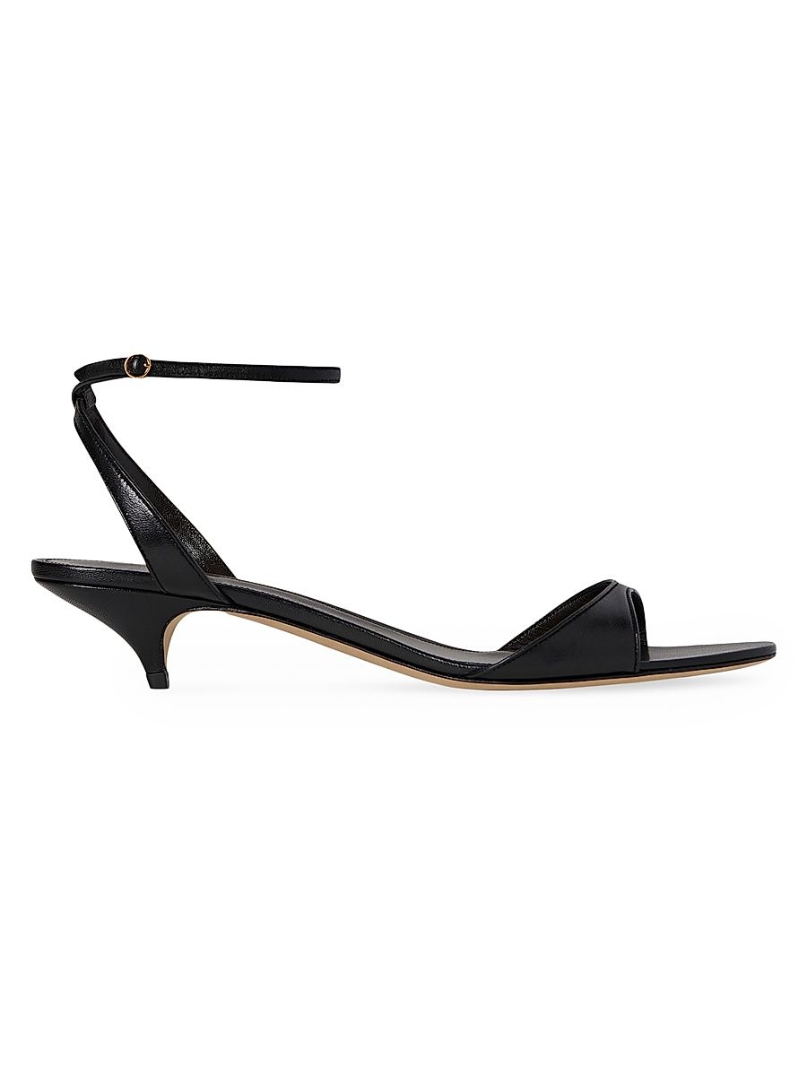 Women's Vika 35MM Leather Ankle Loop Sandals - Black - Size 6.5