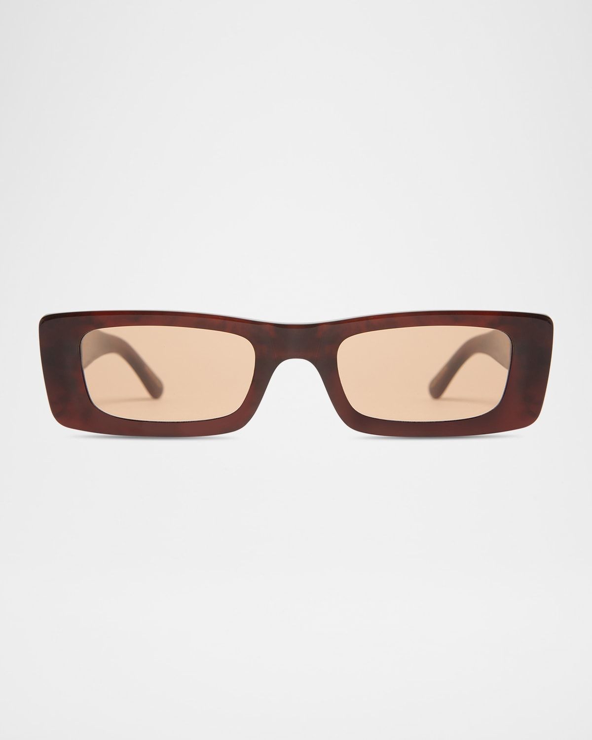 Flynn Glossy Acetate Rectangle Sunglasses