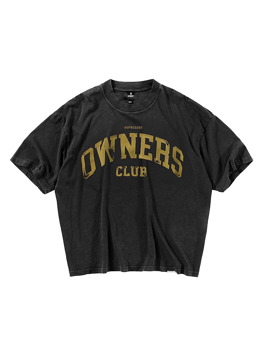 Men's Owners Cotton Crewneck Crop T-Shirt - Faded Black - Size XL