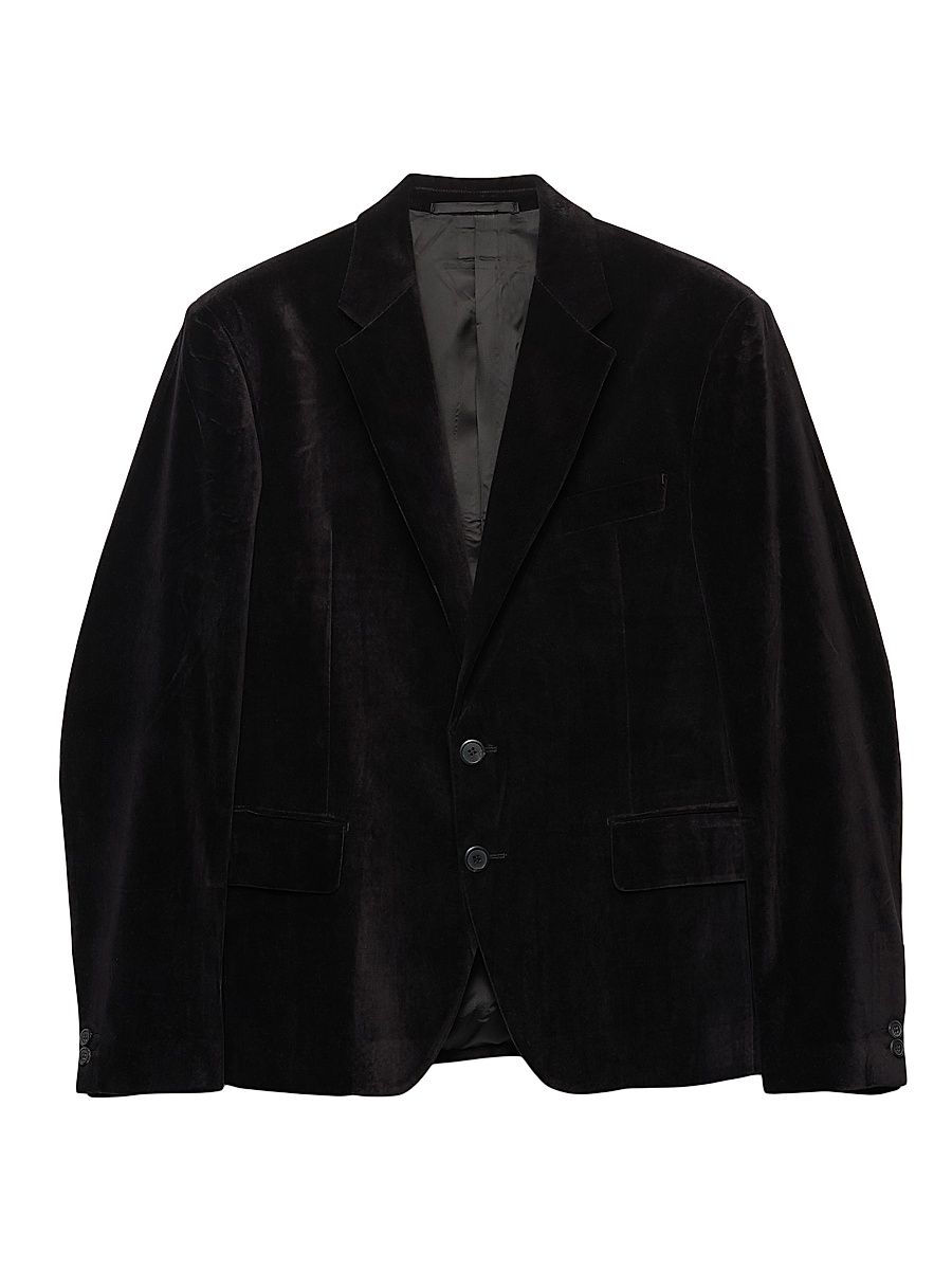 Men's Single-Breasted Cotton Jacket - Black - Size 44