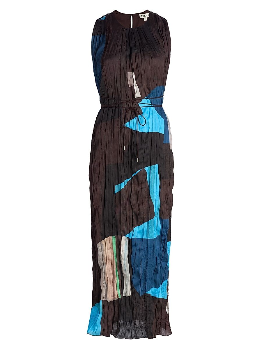 Women's Mizu Prism Print Gathered Midi-Dress - Blue Prism - Size XL