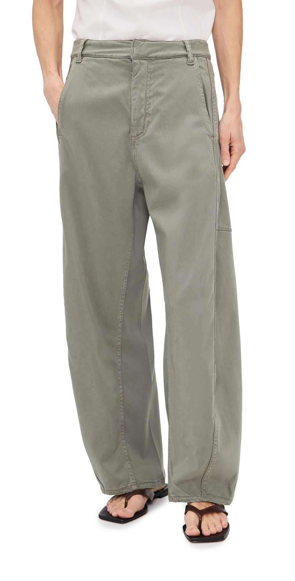 Tibi Dyed Stretch Twill Sid Petite Pants Pewter 30