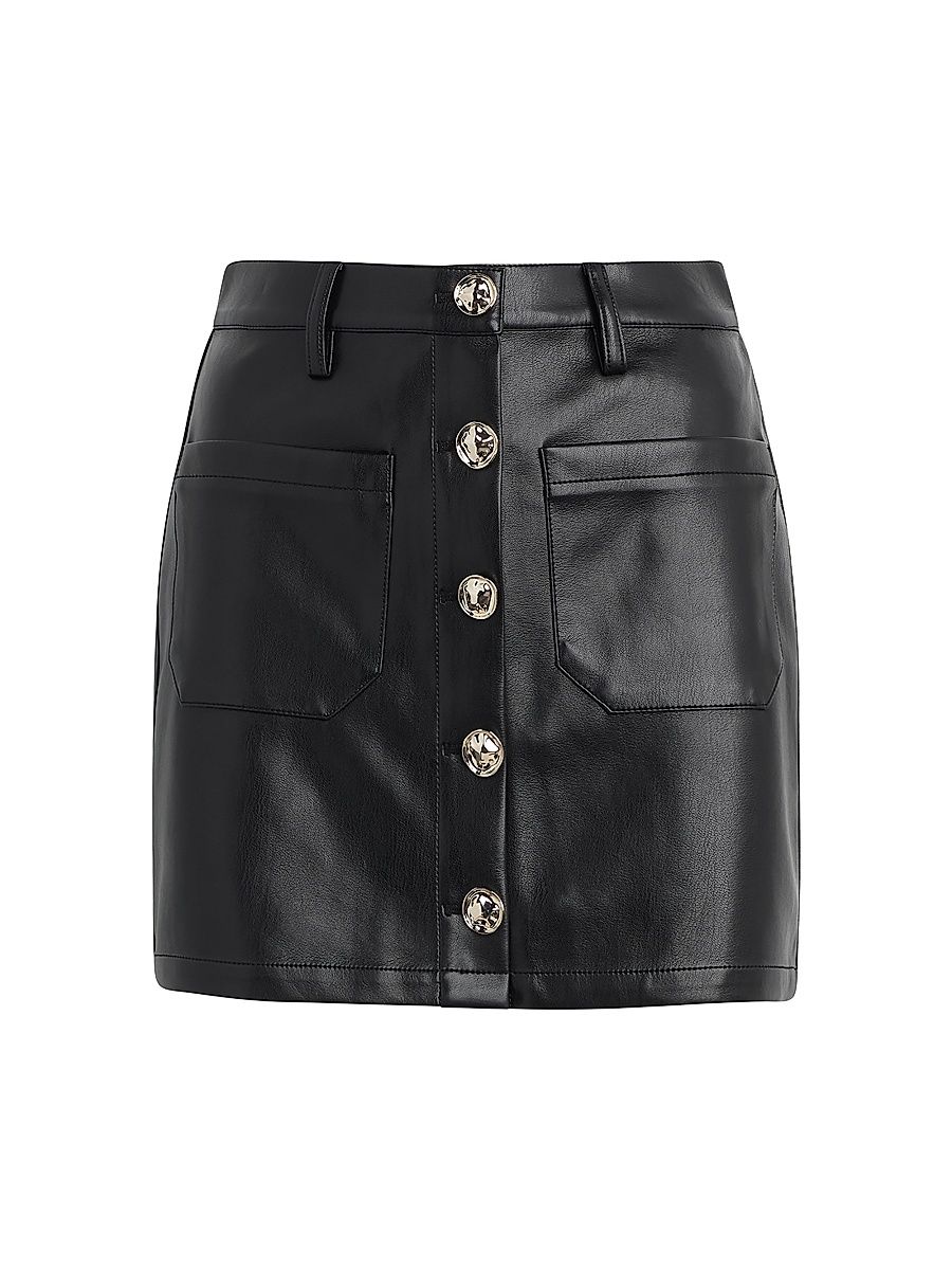 Women's Mimi Faux Leather Miniskirt - Raven - Size 30