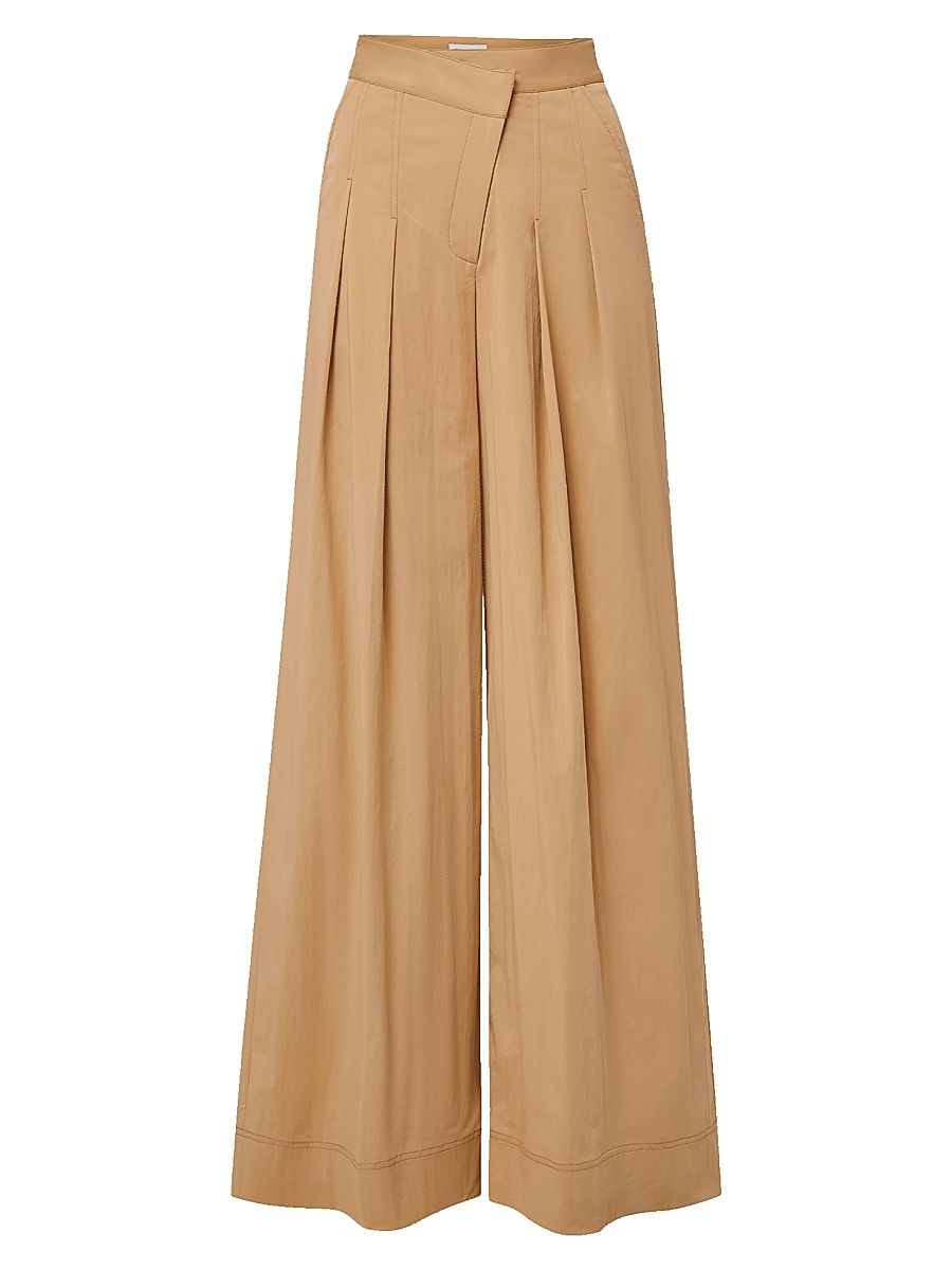 Women's Heron Pleated Wide-Leg Pants - Khaki - Size 14