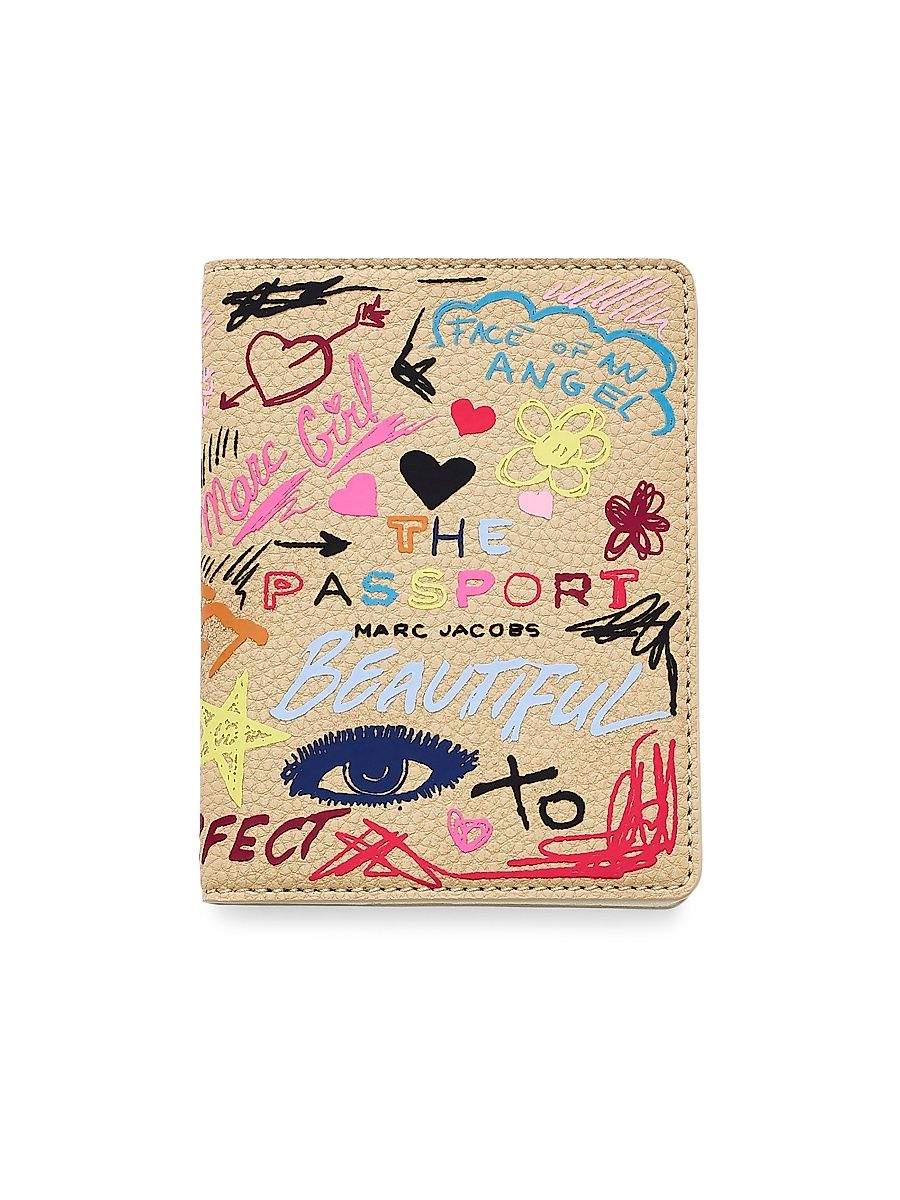 The Punk Scribble Passport Case - Beige Multi