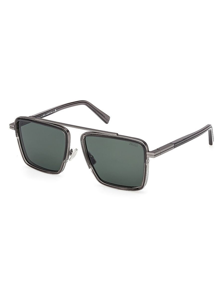 Men's 57MM Geometric Sunglasses - Dark Grey