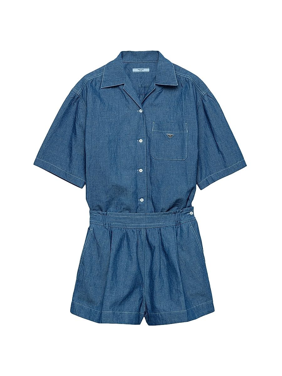 Women's Chambray Jumpsuit - Blue - Size 10
