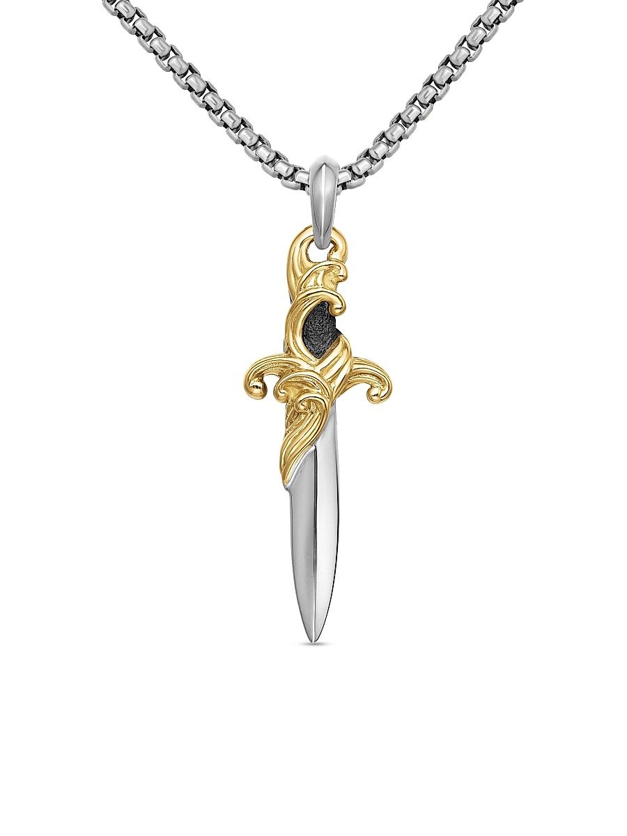 Men's Waves Dagger Amulet in Sterling Silver - Silver