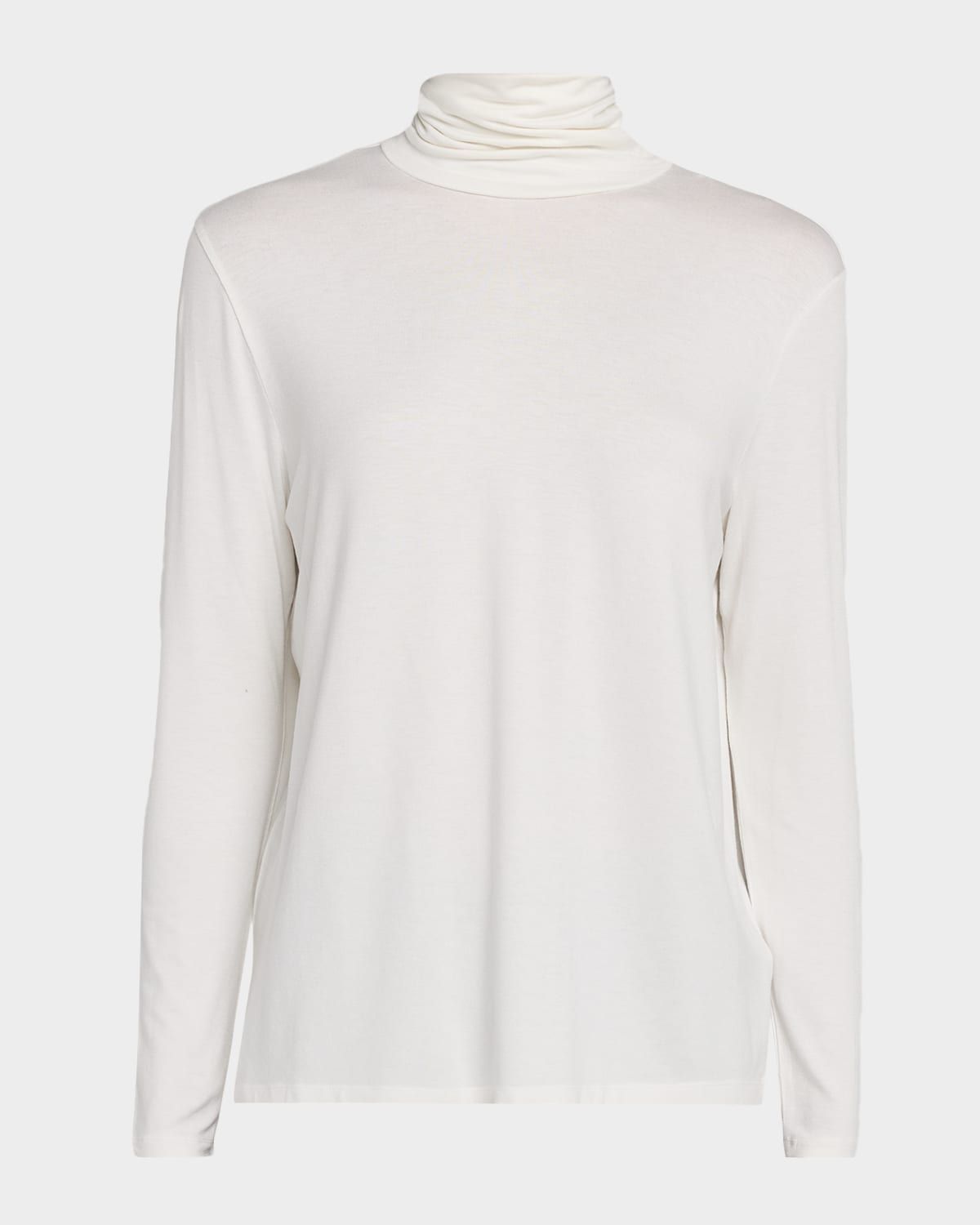 Soft Touch Pleated Long-Sleeve Turtleneck