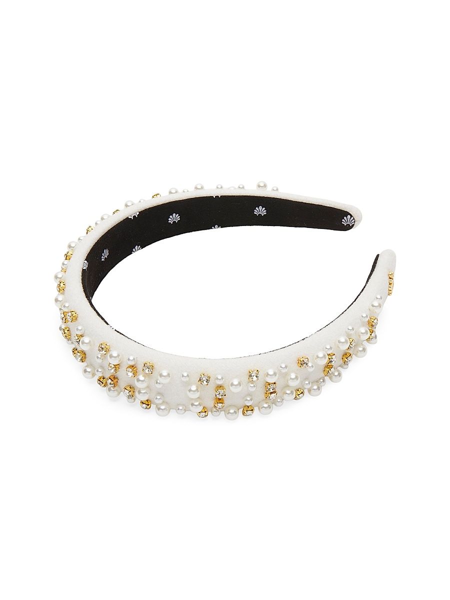 Women's Charlotte 14K Gold-Plated Bead & Imitation Pearl Headband - Ivory