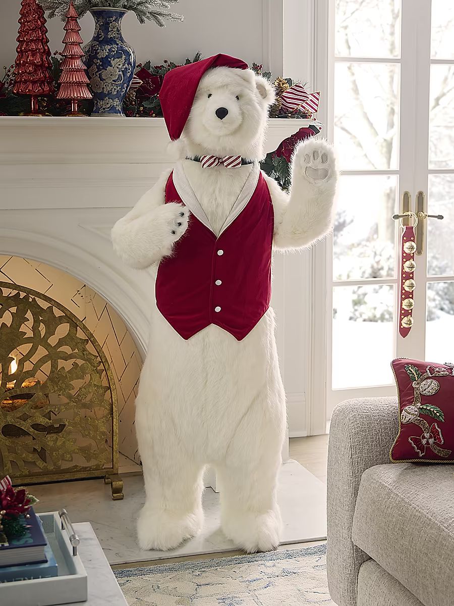 Peppermint Cheer Standing White Diamond Polar Bear