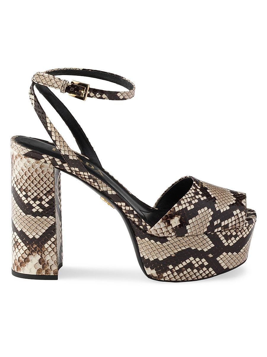 Women's Python-Print Ayers Leather Platform Sandals - Beige Khaki - Size 10