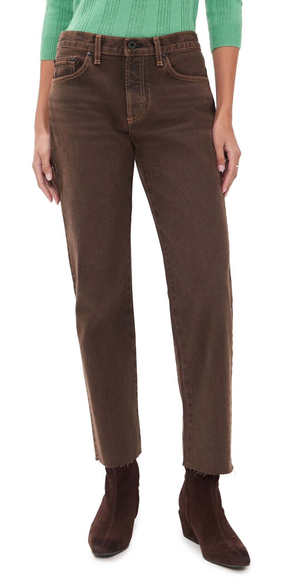 ASKK NY Low Straight Jeans Distressed Brown 32