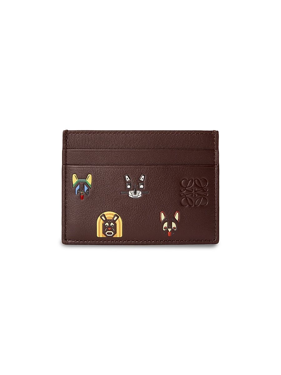 Men's LOEWE x Louis Wain Printed Leather Card Case - Brown