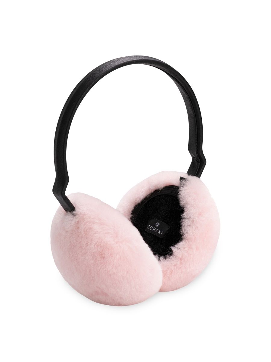 Gorski Women's Select Shearling Lamb Earmuffs with Leather Frame - Light Pink