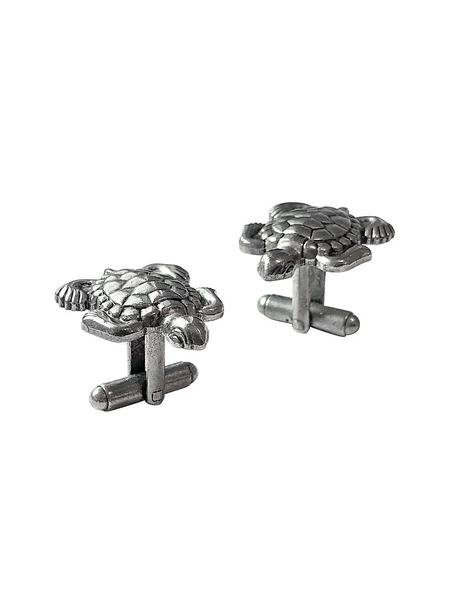 Men's Turtle Rhodium-Plated Brass Cufflinks - Silver
