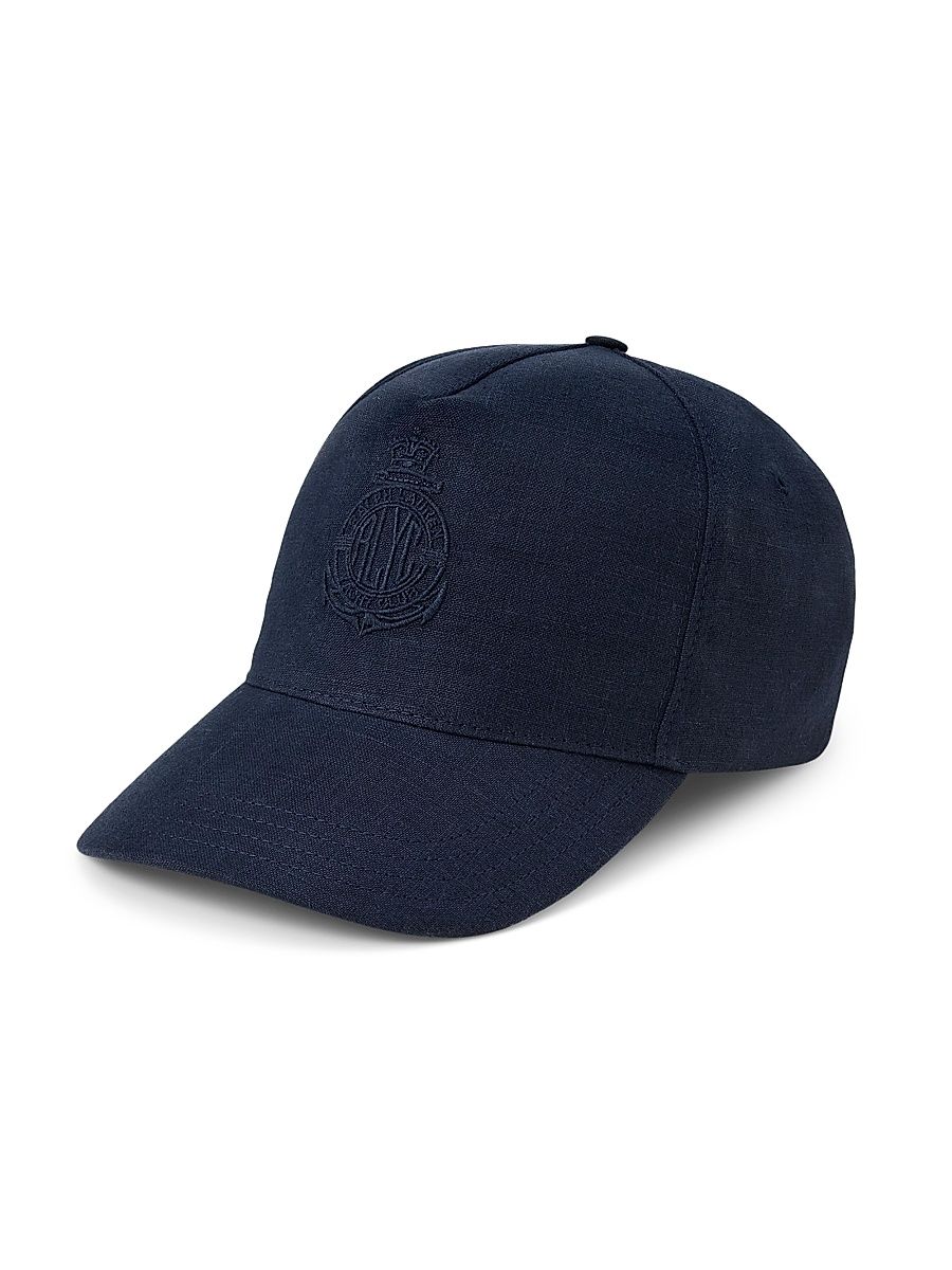 Men's Embroidered Logo Silk-Linen Baseball Cap - Classic Chairman Navy