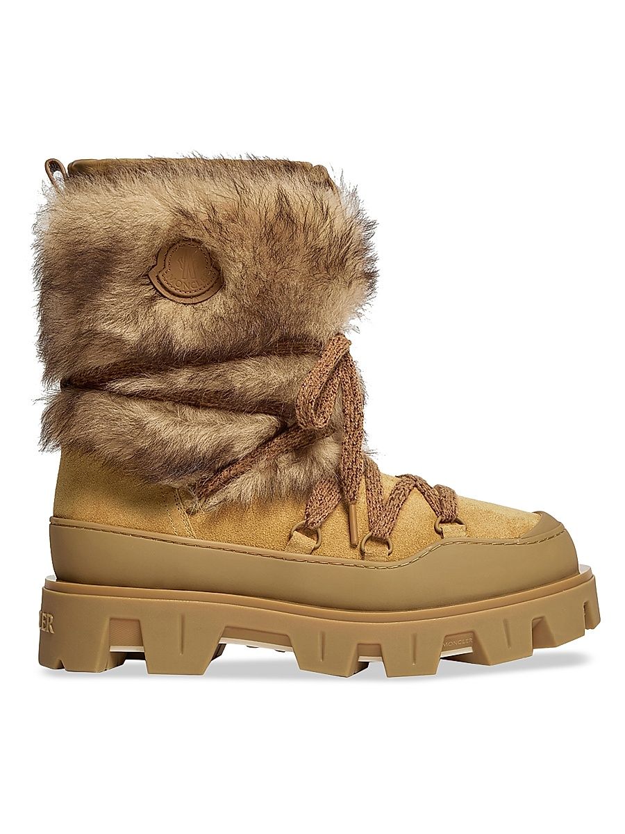 Women's Peak Après Boots in Suede and Shearling - Camel Beige - Size 9
