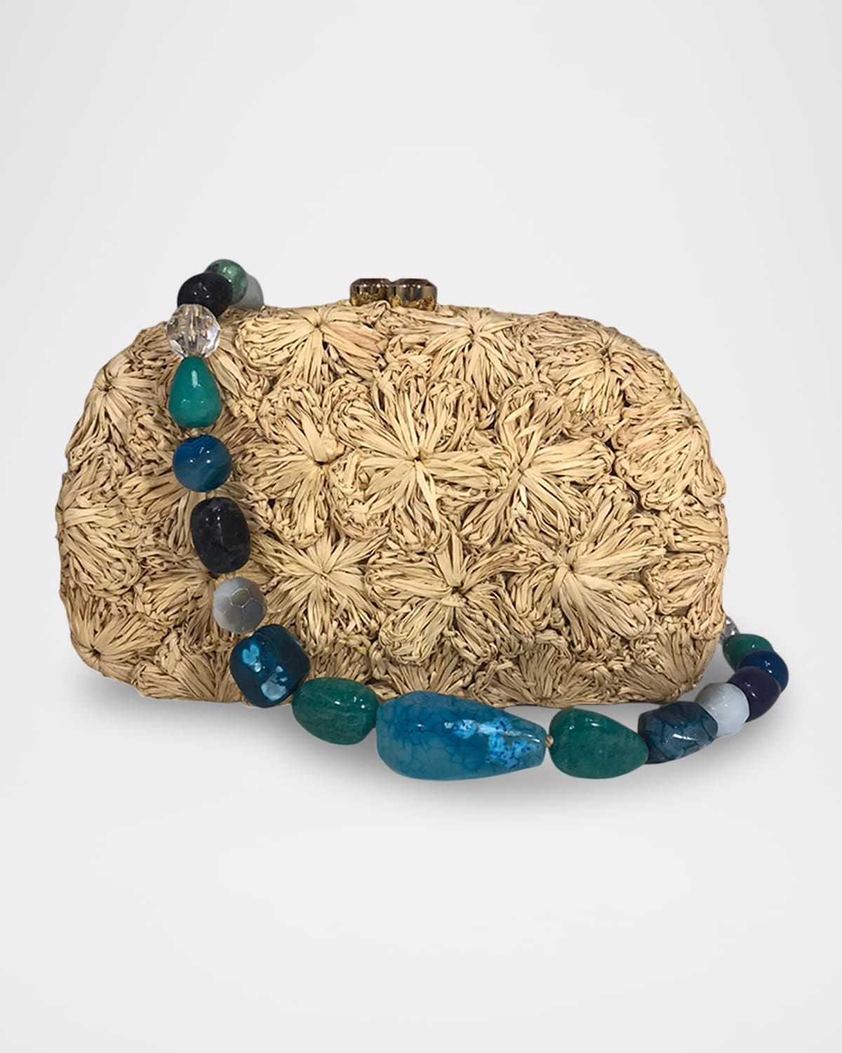 Mia Flowers Straw Shoulder Bag