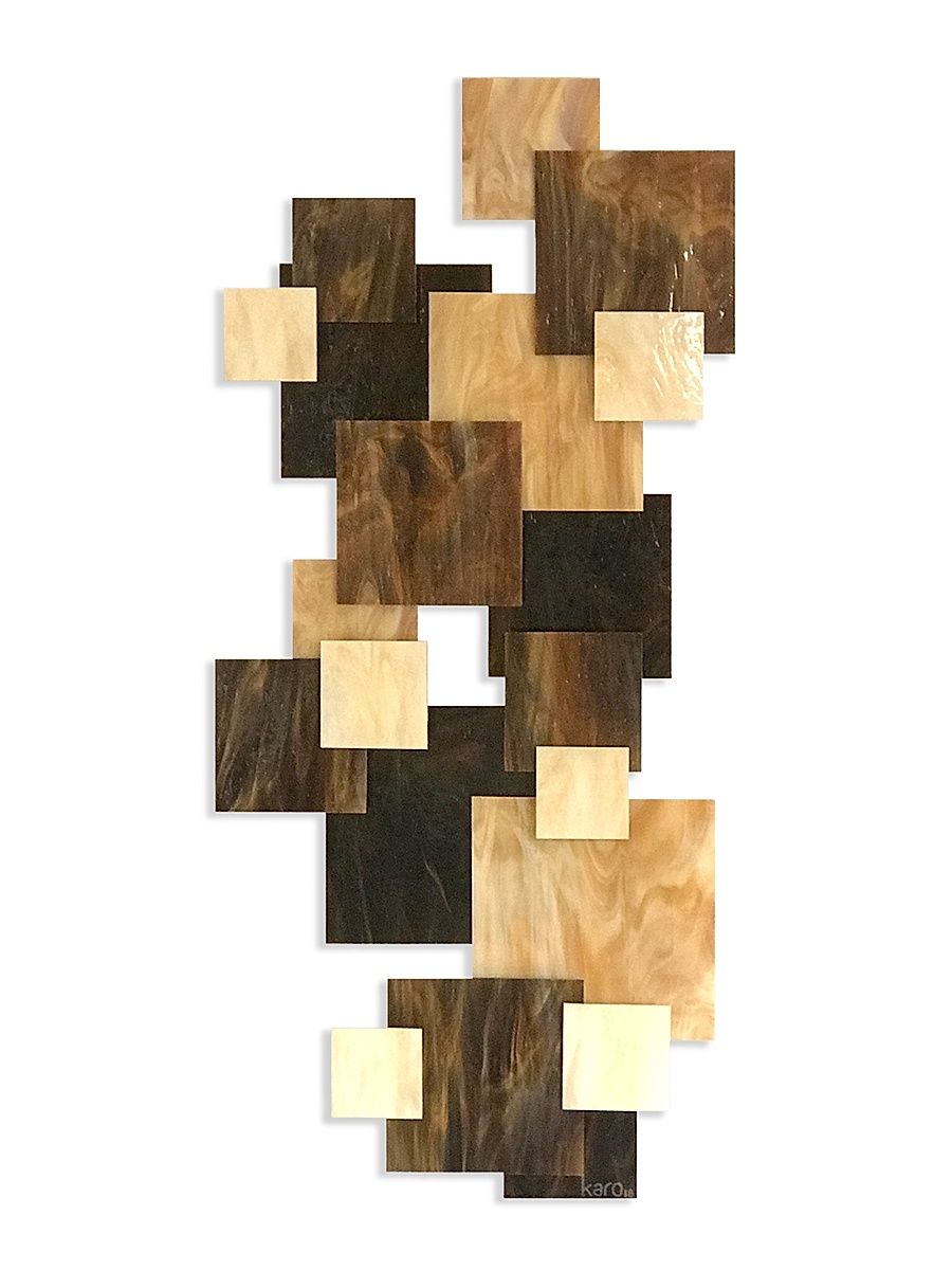 Sunset Vertical Glass & Metal Wall Sculpture - Brown