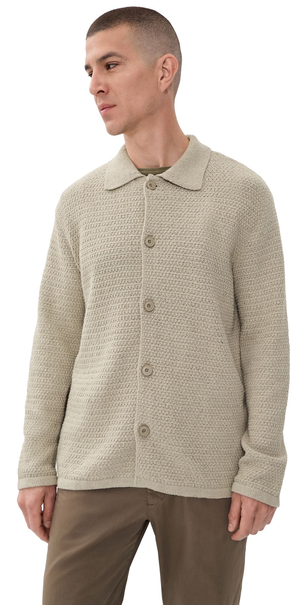 Closed Knit Cardigan Pebble Green L